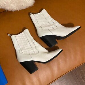 Aldo White Heeled Cowboy Ankle Boots